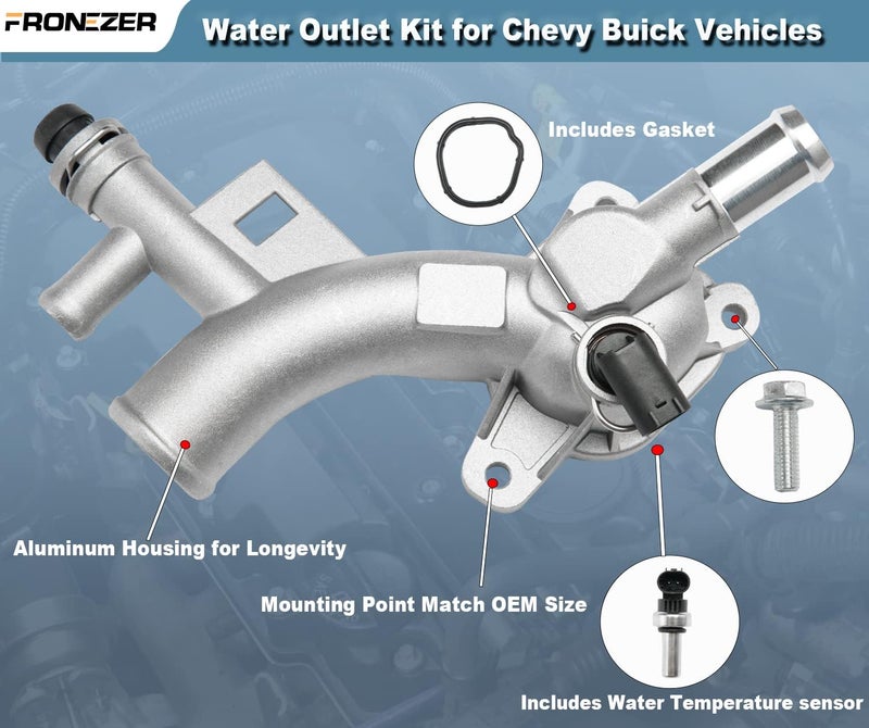 FRONEZER Aluminum Engine Coolant Thermostat Housing Water Outlet Compatible with 2011-2016 Chevy Cruze, 2012-2020 Chey Sonic, 2015-2020 Chevy Trax, 2013-2021 Buick Encore 1.4L Replaces 25193922, 902-846 - Image 5